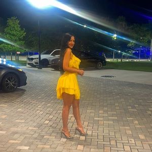 Yellow mini dress